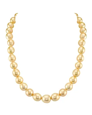 10-12mm Baroque Shaped Golden South Sea Pearl Necklace - AAA Quality