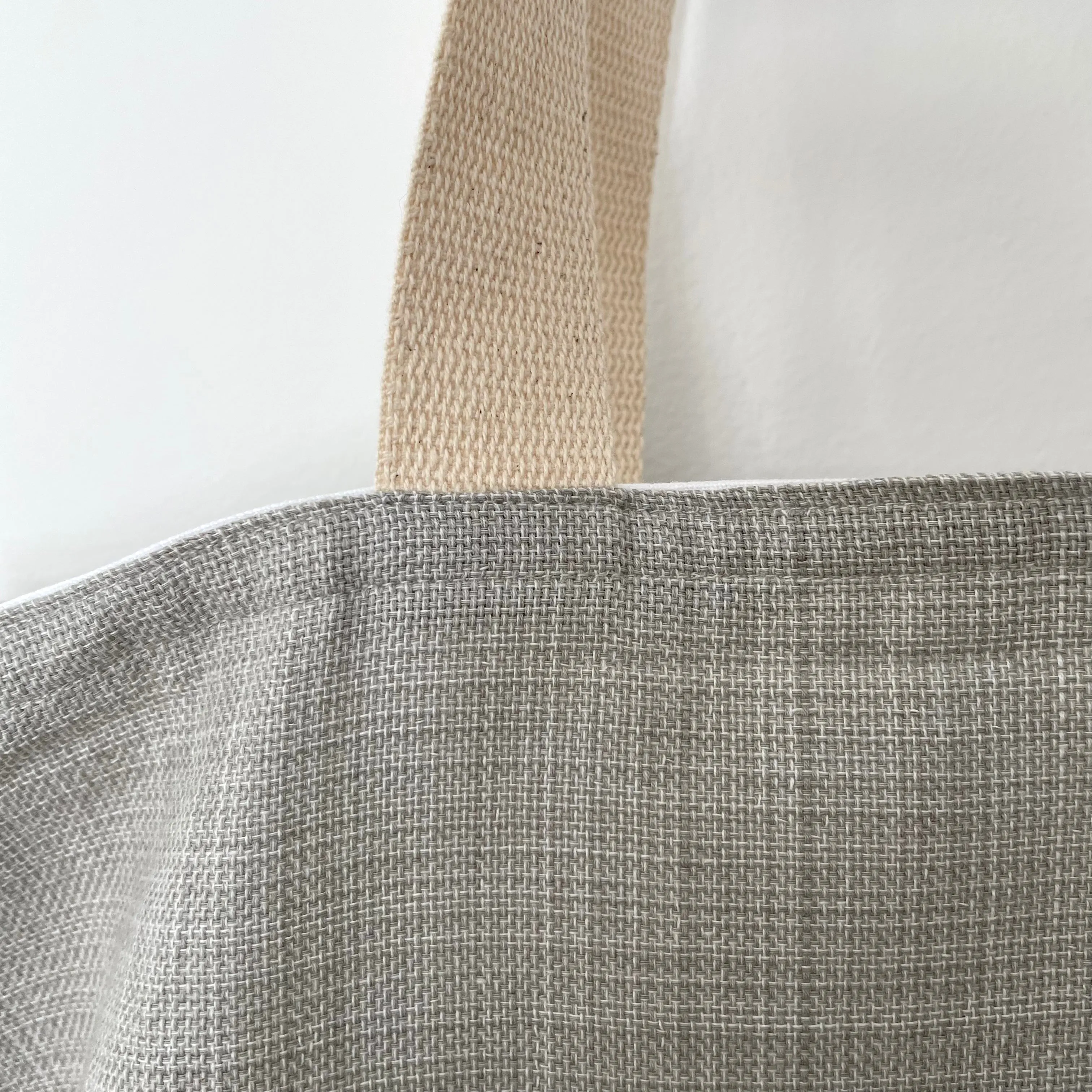 100% cotton hand loomed grey canvas tote bag