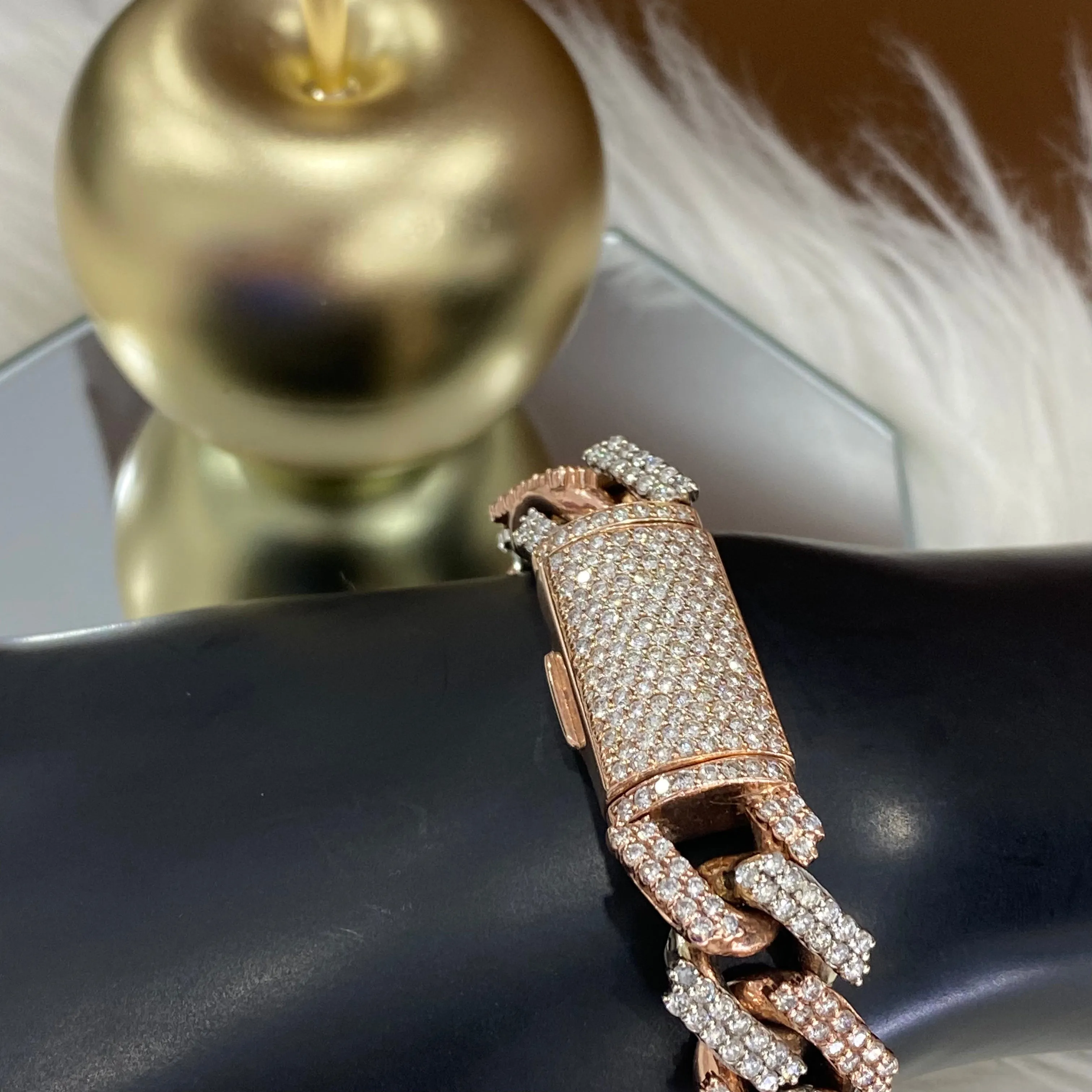 10K Two Tone Gold Prong Link Bustdown Bracelet / 101.2gr / 16mm / 8in