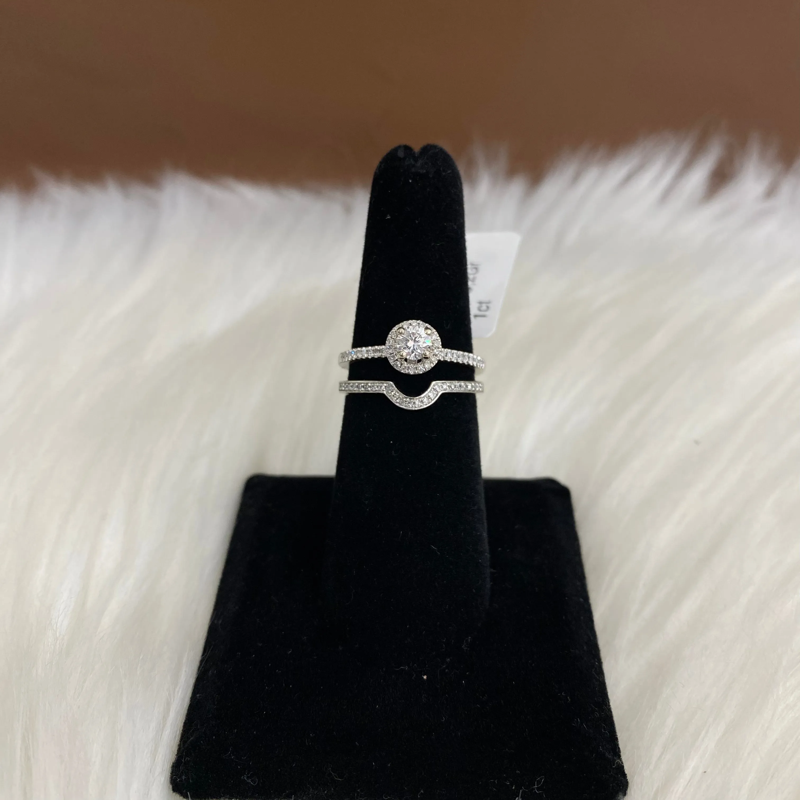 10K White Gold  Diamond Luxury Duo Engagement Ring 1Ct / 3.2gr / Size 6.5