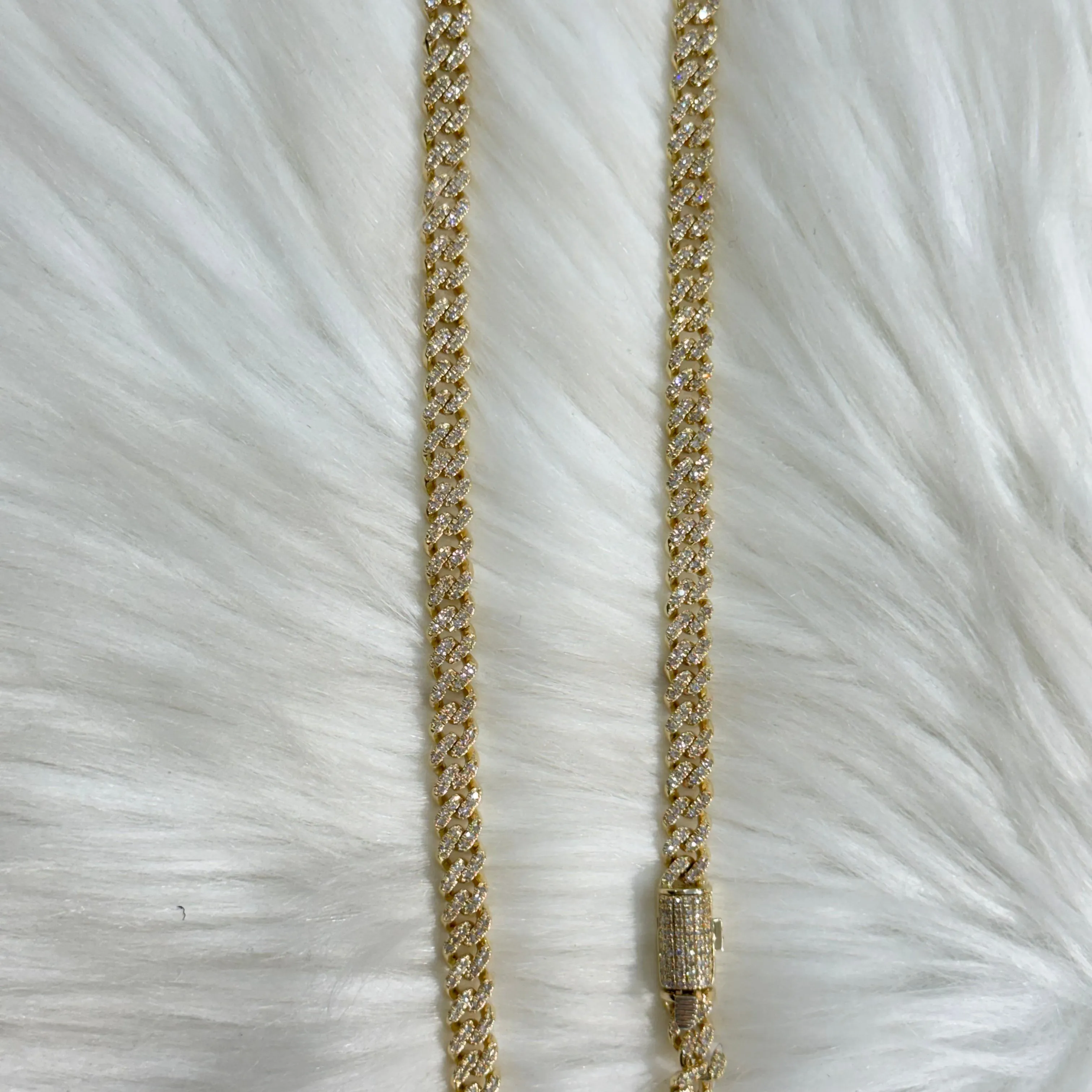 10K Yellow Gold Bustdown Chain 3.84Ct Dia / 37.7gr / 5.7mm / 22in