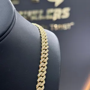 10K Yellow Gold Bustdown Chain 3.84Ct Dia / 37.7gr / 5.7mm / 22in