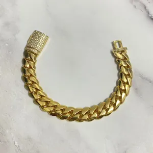 10K Yellow Gold Cuban Links Bracelet Ct Dia / 92gr / 13mm / 8in