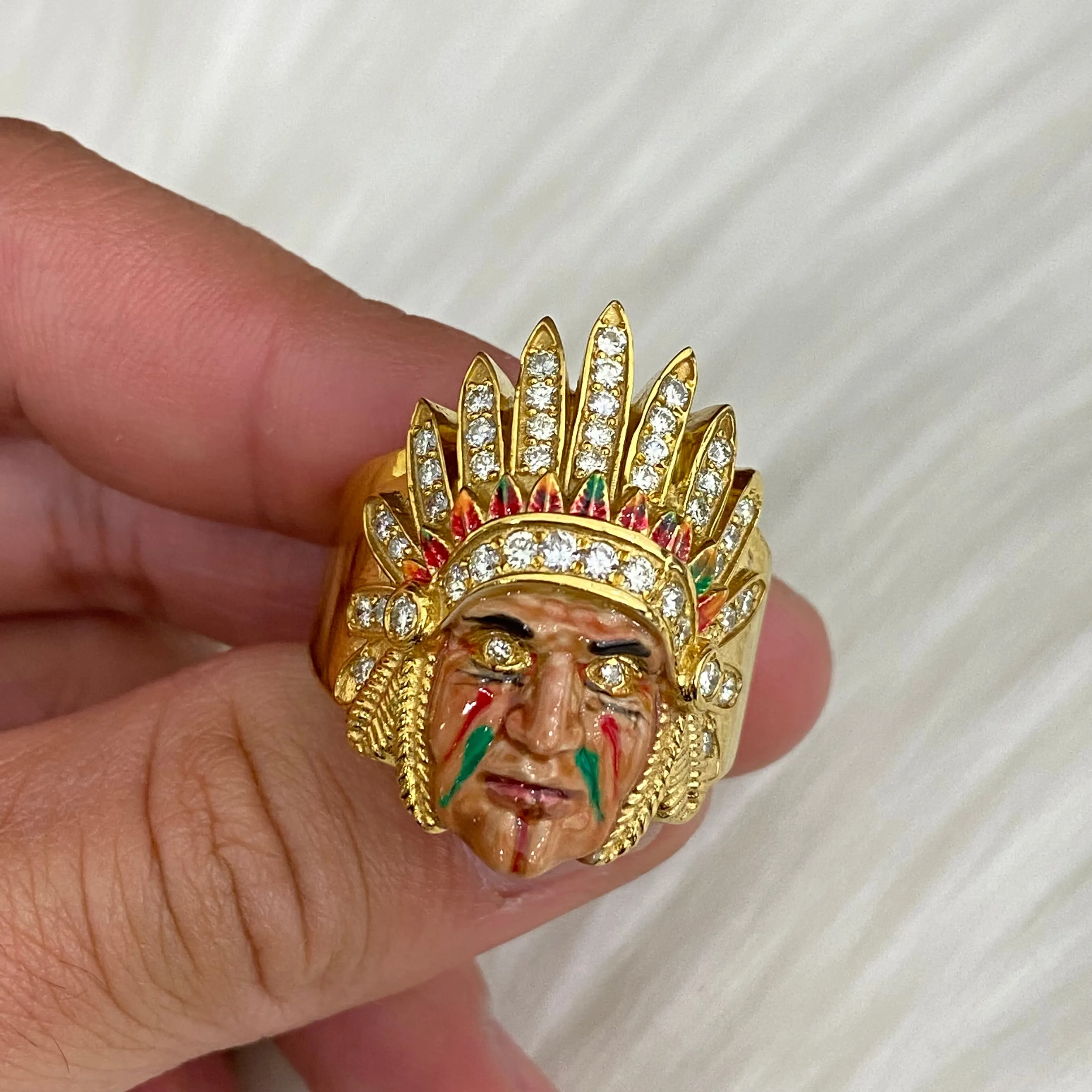 10K Yellow Gold Diamond Indio Ring Ct Dia / 20.8gr / Size 11