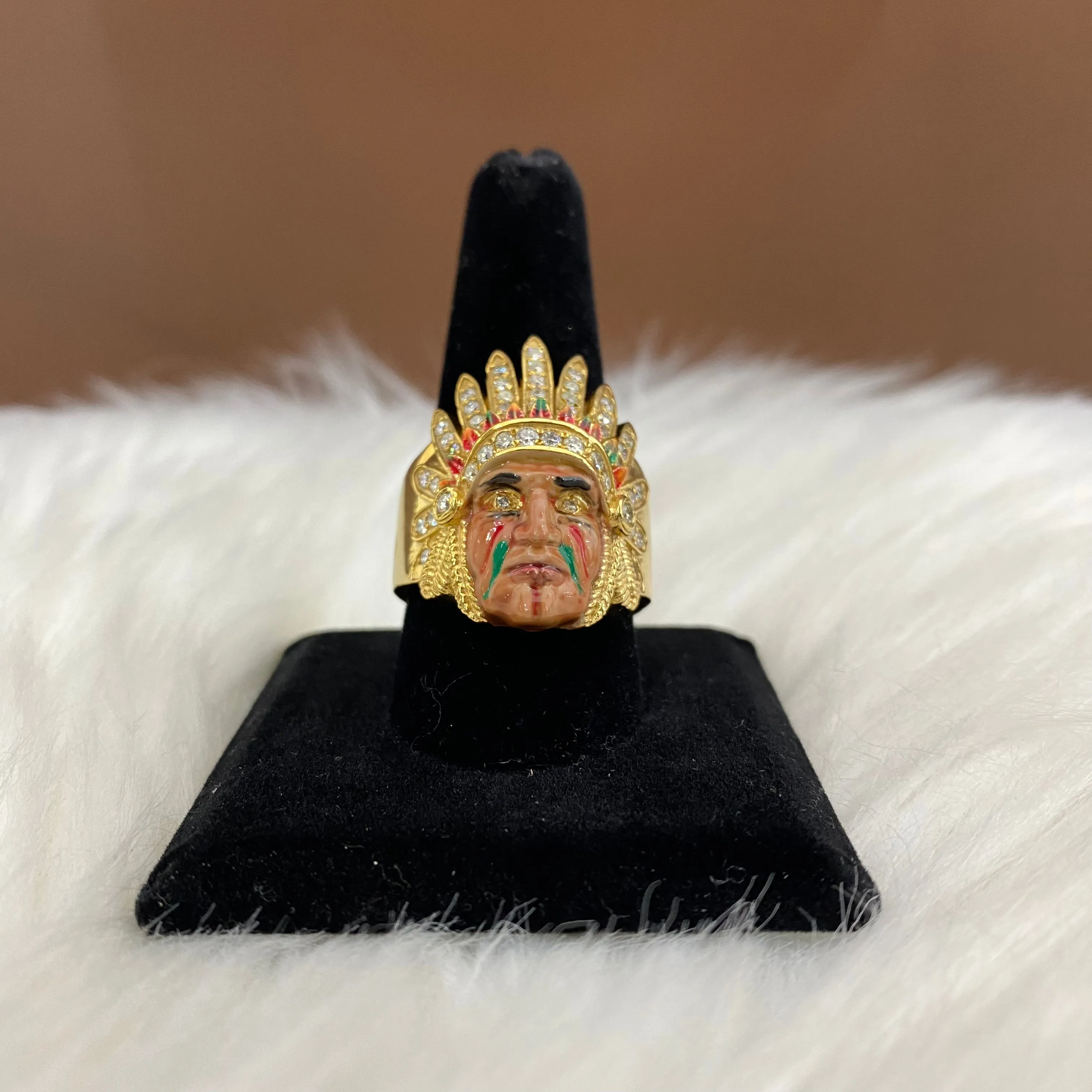 10K Yellow Gold Diamond Indio Ring Ct Dia / 20.8gr / Size 11