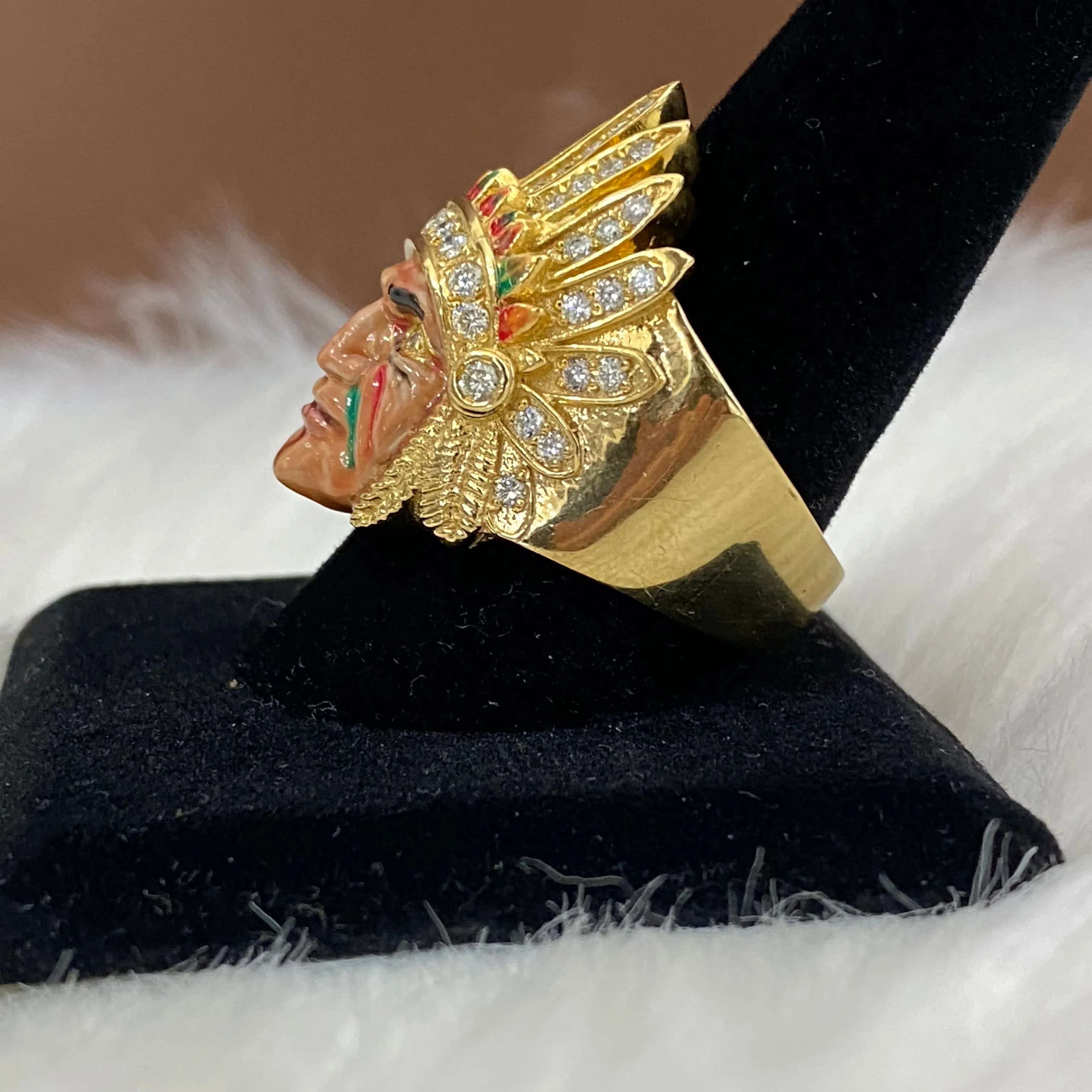 10K Yellow Gold Diamond Indio Ring Ct Dia / 20.8gr / Size 11