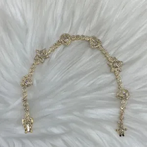 10K Yellow Gold Diamond Luxury Heart/Star Bracelet 2.81Ct Dia / 10.2gr / 3.7mm / 7in
