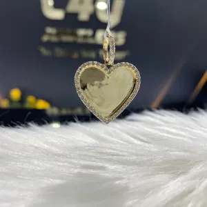 10K Yellow Gold Diamond Memorial Heart Pendant 0.96Ct Dia / 7.1gr