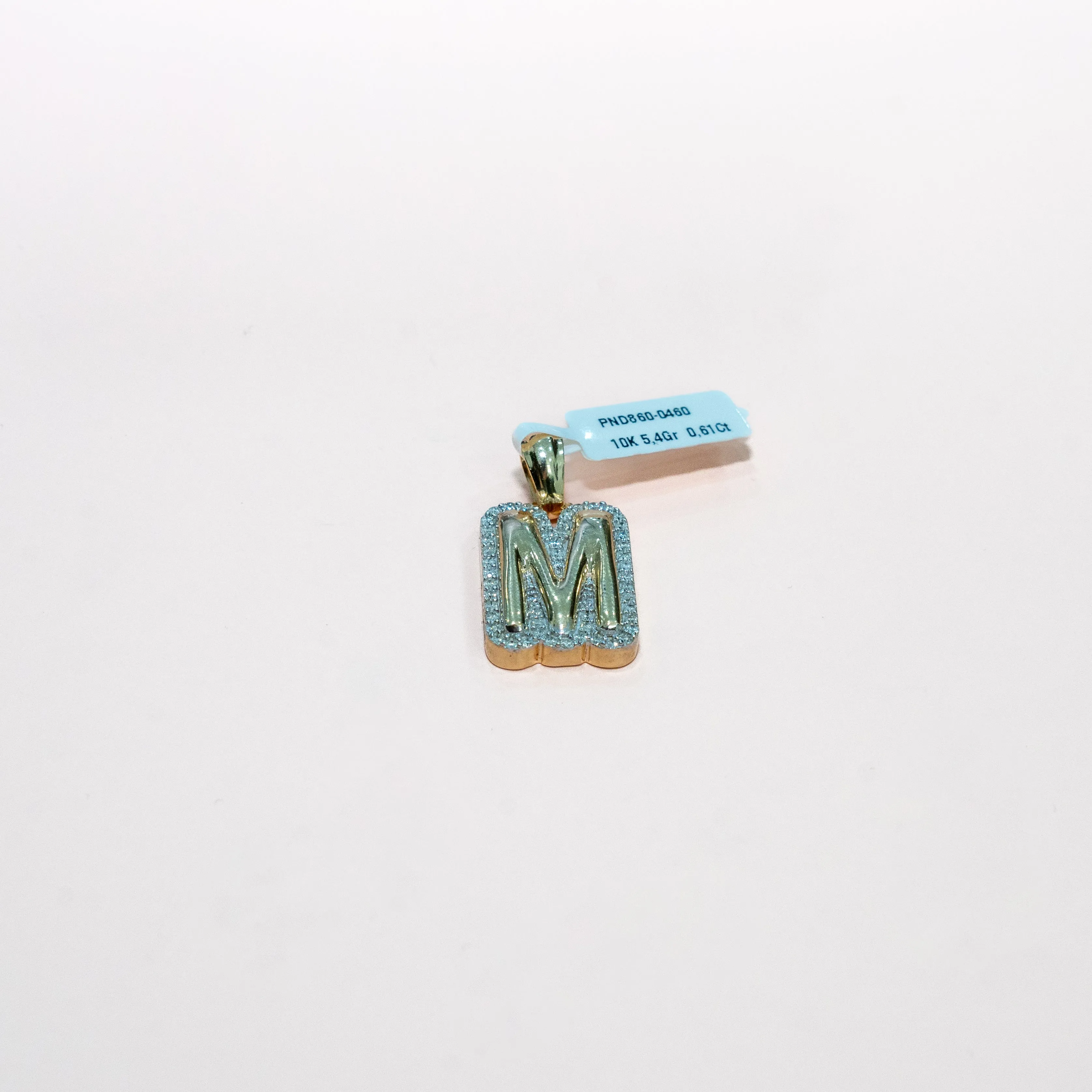 10K Yellow Gold Letter M Pendant With Diamond 0.61Ct / 5.4gr