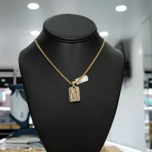 10K Yellow Gold Letter M Pendant With Diamond 0.61Ct / 5.4gr