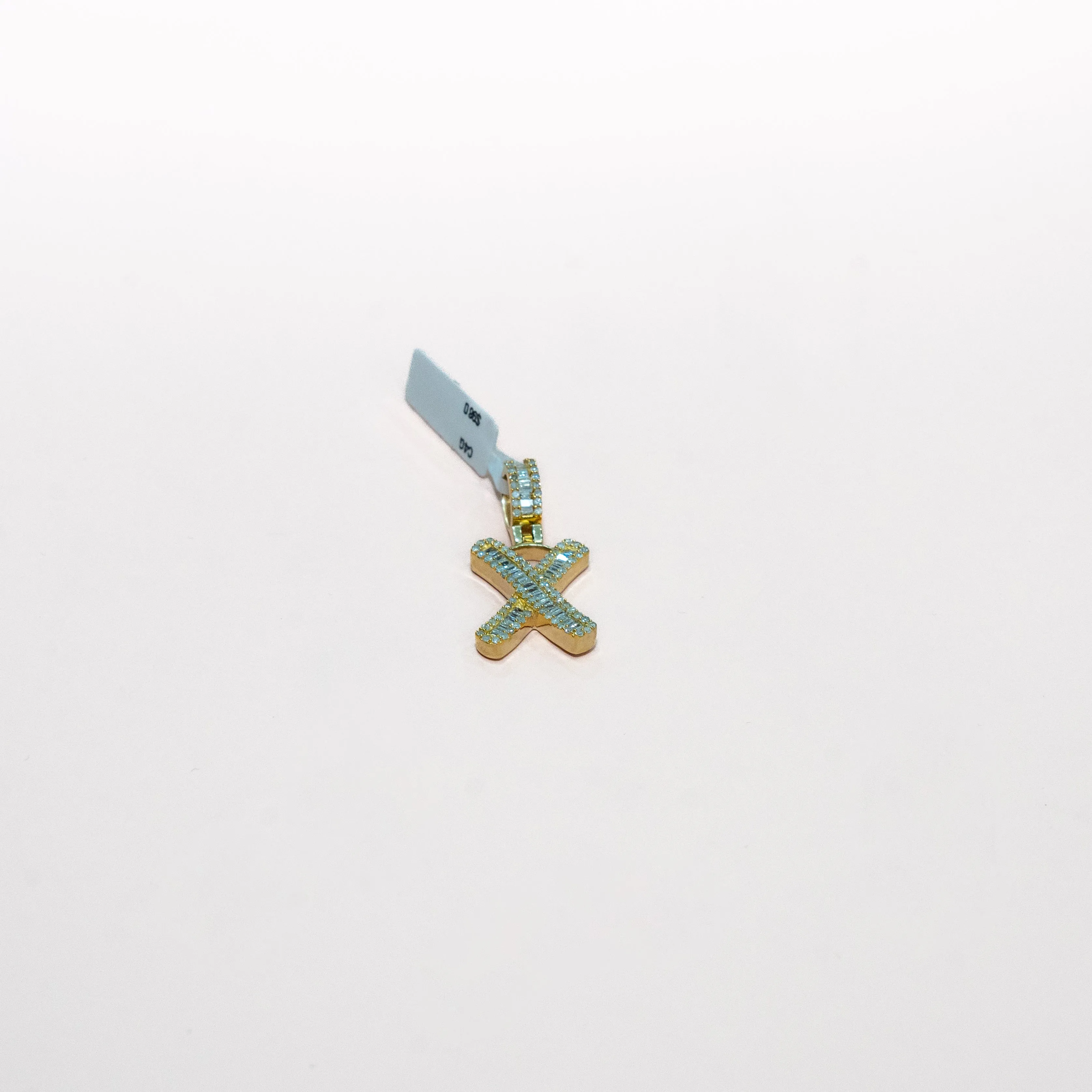 10K Yellow Gold Letter X Pendant With Diamond 0.75Ct / 3.1gr