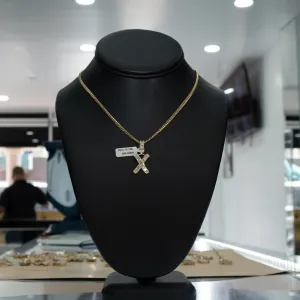 10K Yellow Gold Letter X Pendant With Diamond 0.75Ct / 3.1gr