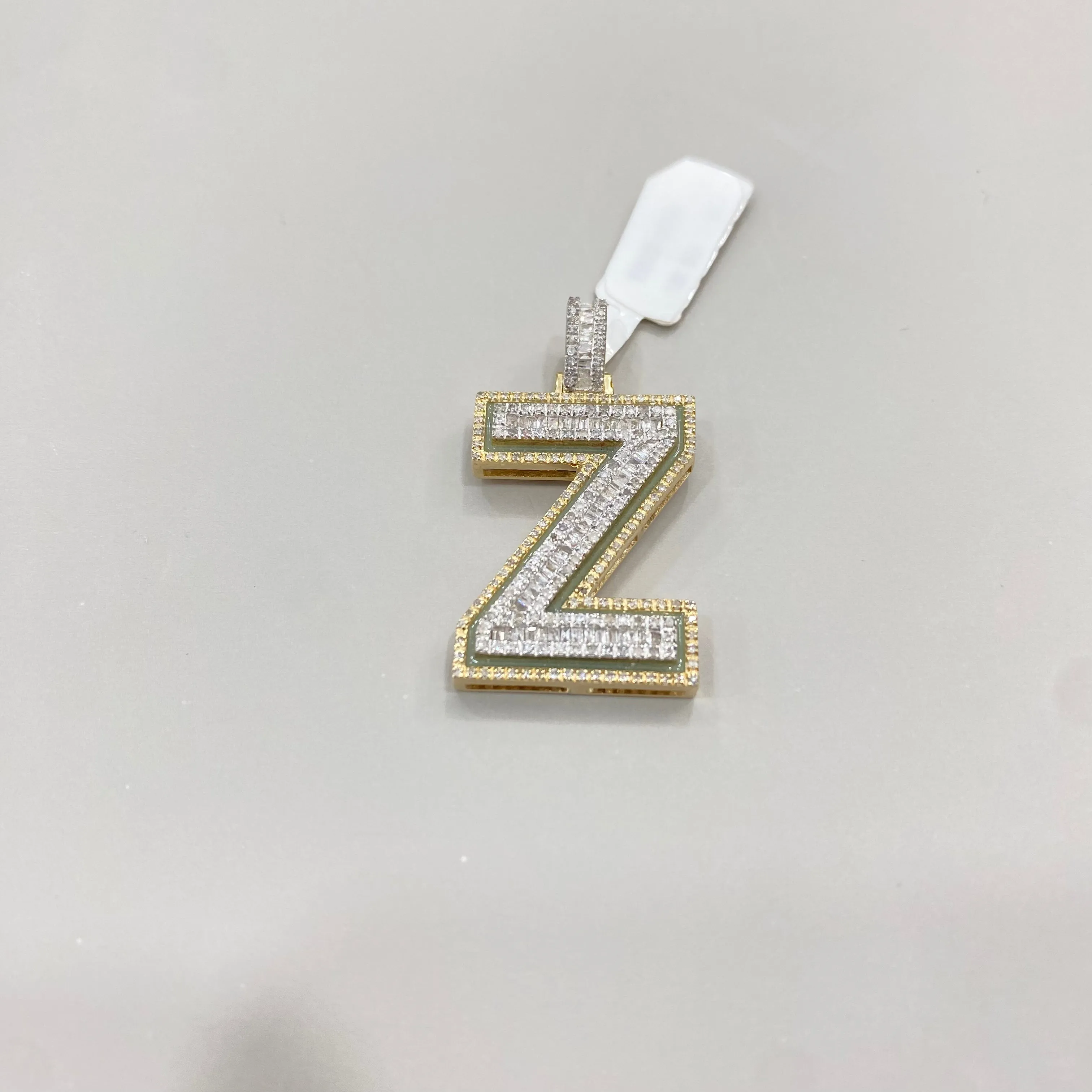 10K Yellow Gold Letter Z Pendant With Diamond 1.03Ct / 6gr