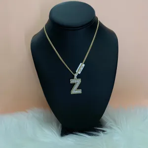 10K Yellow Gold Letter Z Pendant With Diamond 1.03Ct / 6gr