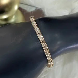 10K Yellow Gold Luxury Bracelet With Diamond / 12.9gr / 4.5mm / 7.5in