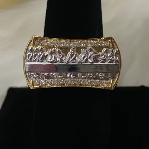 10K Yellow - White Gold Diamond Last Supper Ring 0.29Ct Dia / 9gr / Size 10