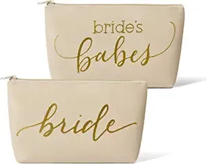 11 Piece Set - Cream Bride & Bride's Babes Faux Leather Makeup &