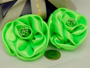 12/pk PRECIOUS LIFESTYLE Pearl Center Satin Craft Rose - Apple Green