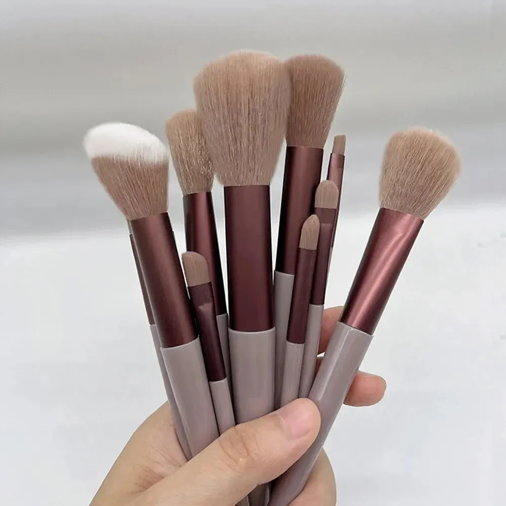 13-Piece Makeup Brush Set Eye Shadow Foundation Cosmetic Brush Eyeshadow Blush Beauty Soft Make Up Brushes w/ Bag