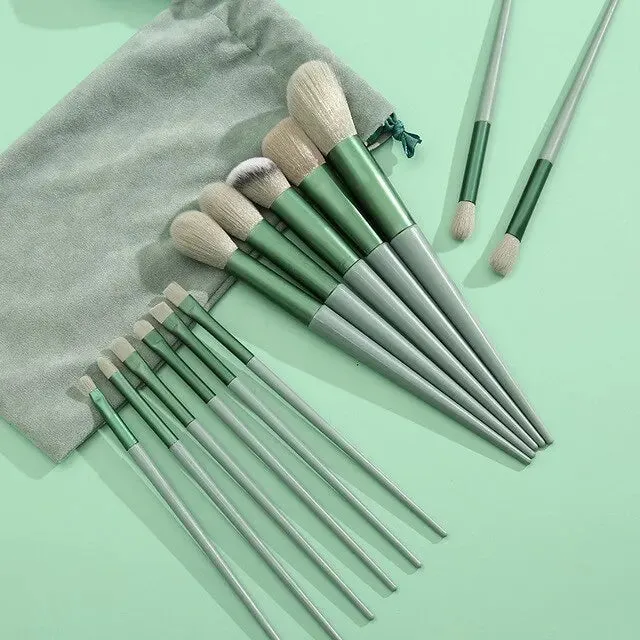 13-Piece Makeup Brush Set Eye Shadow Foundation Cosmetic Brush Eyeshadow Blush Beauty Soft Make Up Brushes w/ Bag