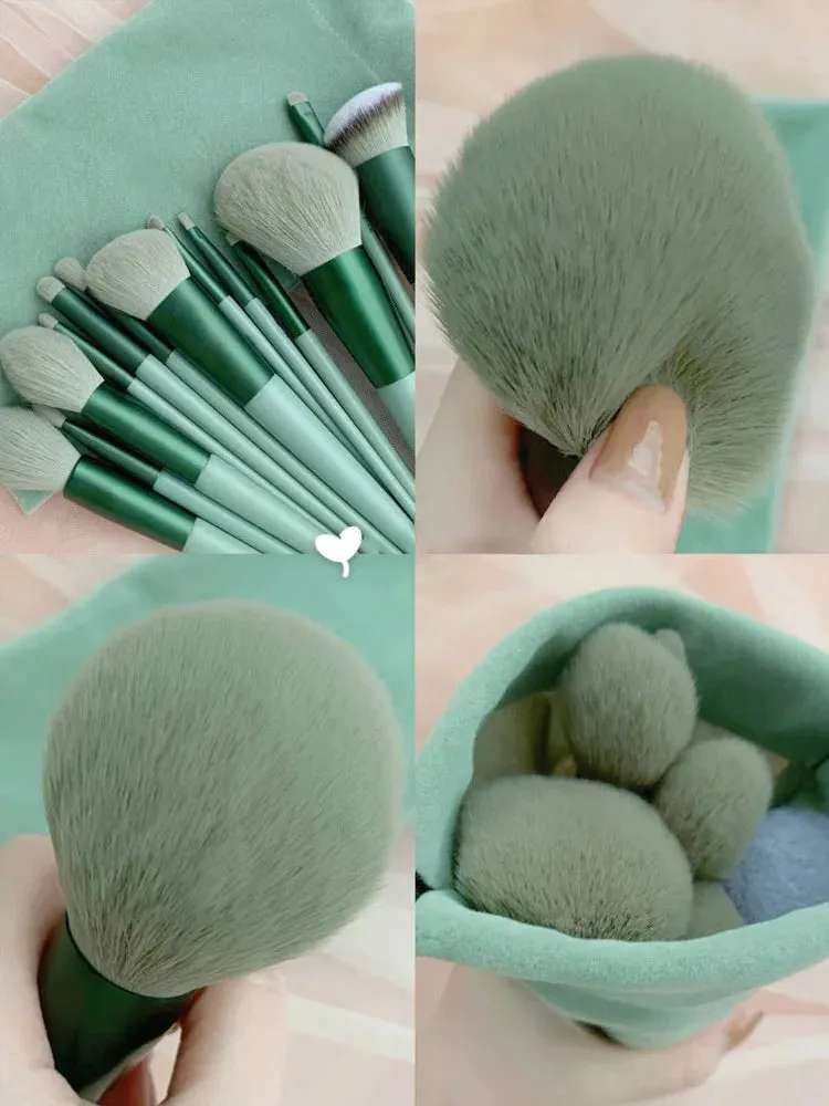 13-Piece Makeup Brush Set Eye Shadow Foundation Cosmetic Brush Eyeshadow Blush Beauty Soft Make Up Brushes w/ Bag