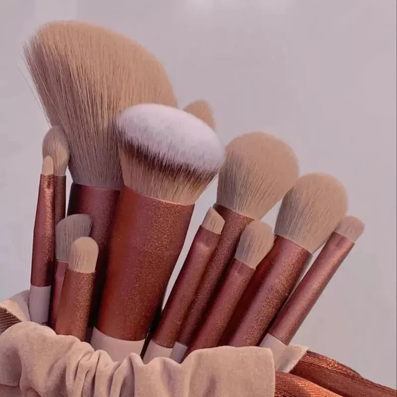 13-Piece Makeup Brush Set Eye Shadow Foundation Cosmetic Brush Eyeshadow Blush Beauty Soft Make Up Brushes w/ Bag