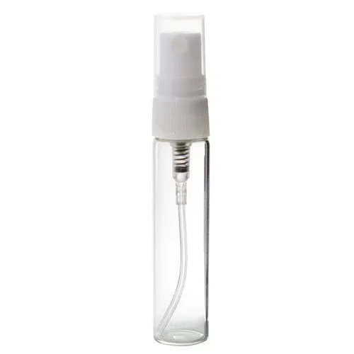 .14 oz / 4 ml Clear Glass Vial Bottle with White Fine Mist Spray (3 Pack)