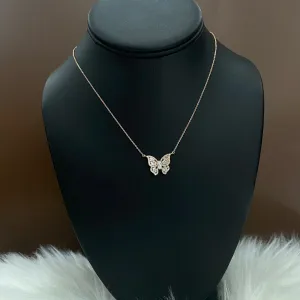 14K Rose - White Gold Diamond Butterfly Jewelry Set 0.49Ct / 2.9gr