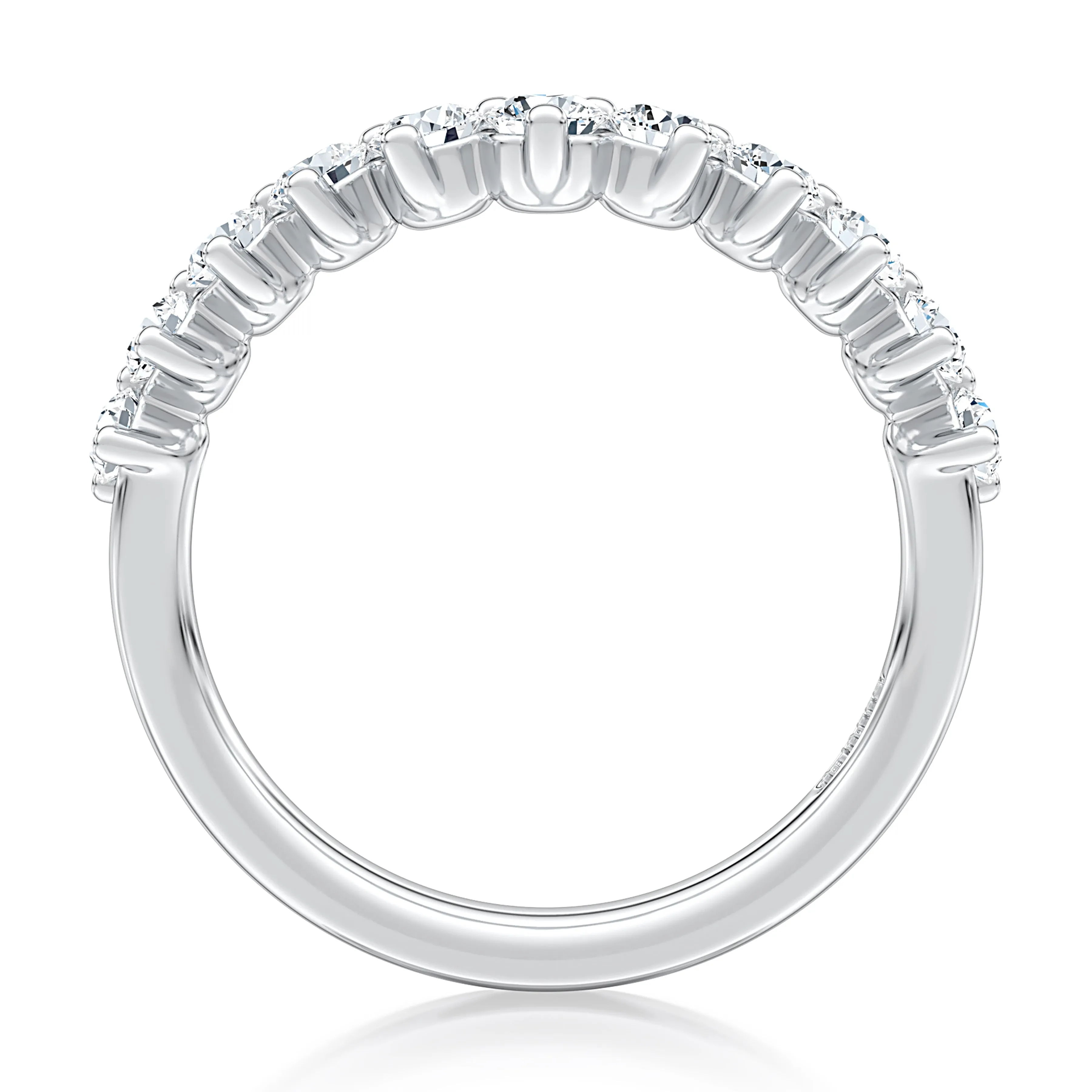 14k V-Curve Diamond Pavé Wedding Band