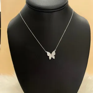 14K White Gold Diamond Butterfly Chain 0.75Ct / 2.9gr