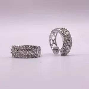 14K White Gold Diamond Fashion Hoop Earrings 1.04Ct / 3.3gr
