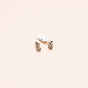 14K White Gold Diamond Heart Stud Earrings 0.12Ct / 2.1gr