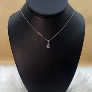 14K White Gold Sapphire Jewelry Set With Diamond / 3.3gr
