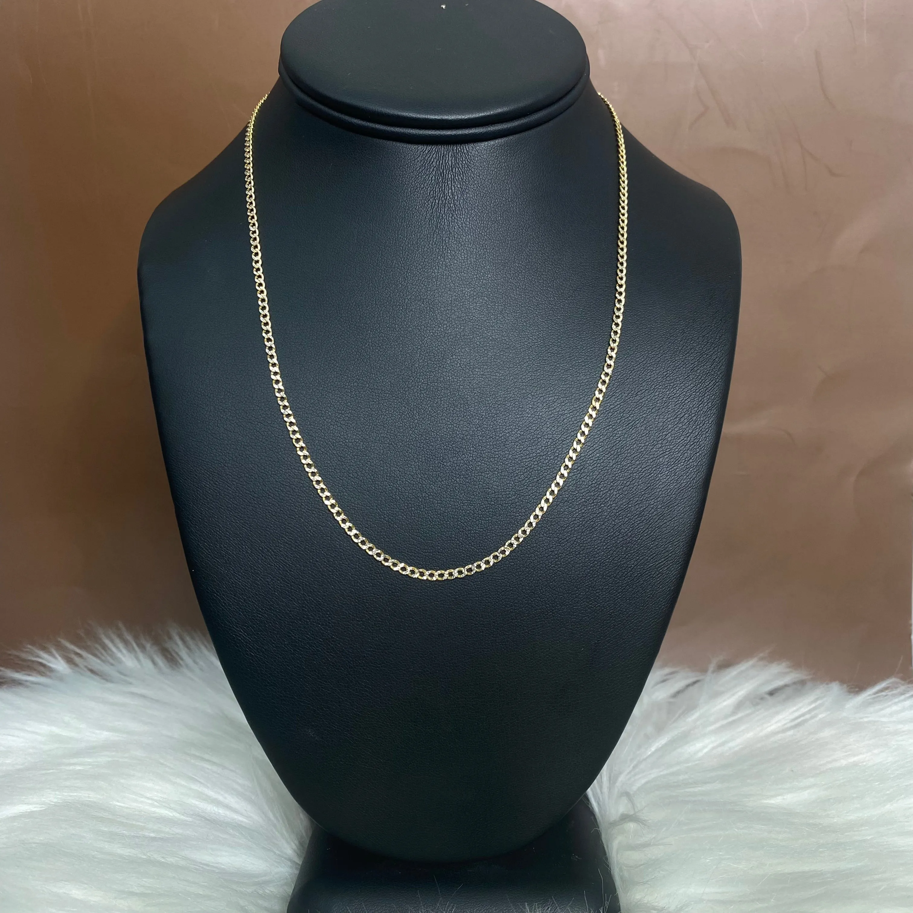 14K Yellow Gold American Cuban Link Chain Diamond Cut / 1.8gr / 2mm / 18in