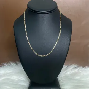 14K Yellow Gold American Cuban Link Chain Diamond Cut / 1.8gr / 2mm / 18in