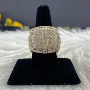 14K Yellow Gold Diamond Square Ring 3.46Ct Dia / 18.5gr / Size 10