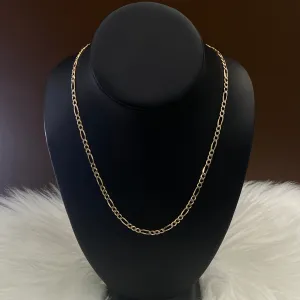 14K Yellow Gold Figaro Diamond Cut Chain / 11.6gr / 3.7mm / 24in