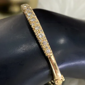 14K Yellow Gold Luxury Bangle Bracelet With Diamond / 13gr / 45171mm / SIZE 16in
