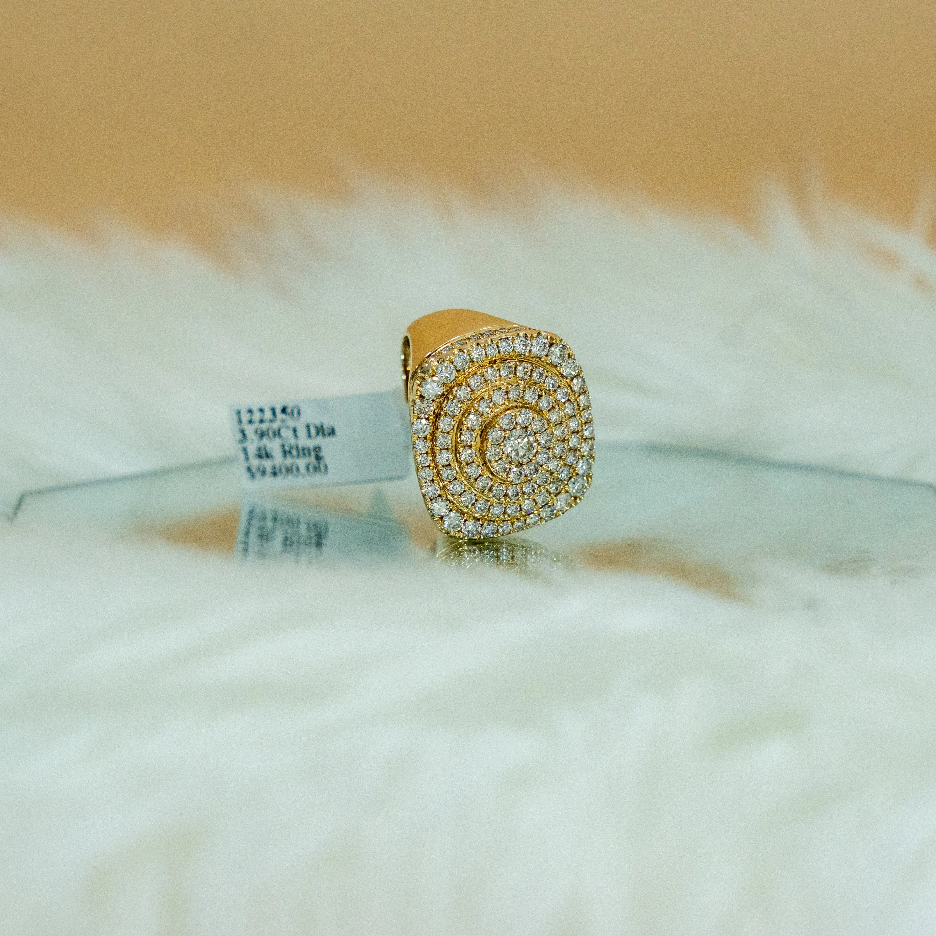 14K Yellow Gold Luxury Diamond Ring 3.90Ct / 12gr / Size 10