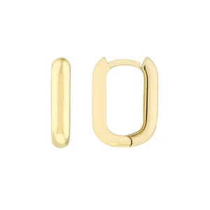 14K Yellow Gold Small 15mm Oblong Hoop Earrings