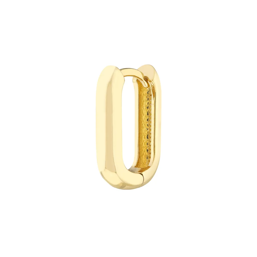 14K Yellow Gold Small 15mm Oblong Hoop Earrings