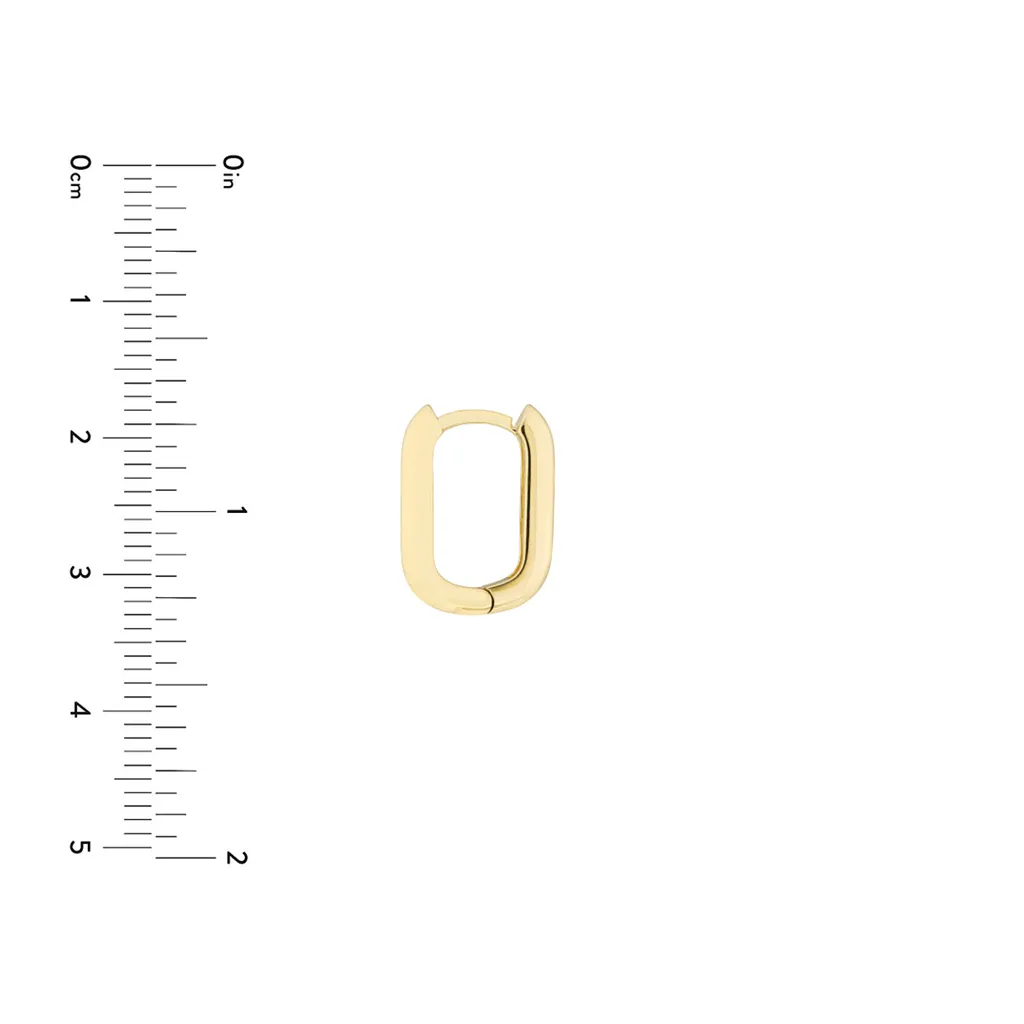 14K Yellow Gold Small 15mm Oblong Hoop Earrings