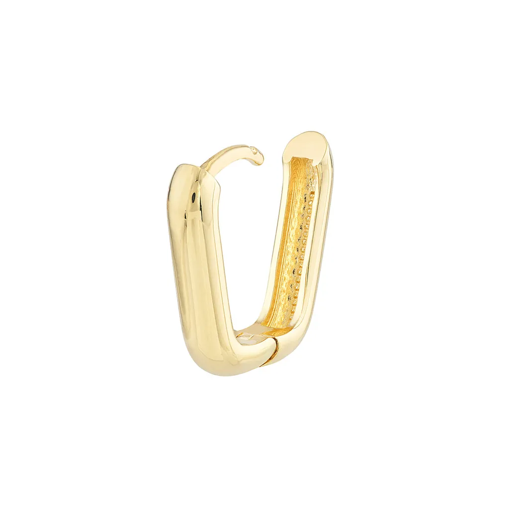 14K Yellow Gold Small 15mm Oblong Hoop Earrings