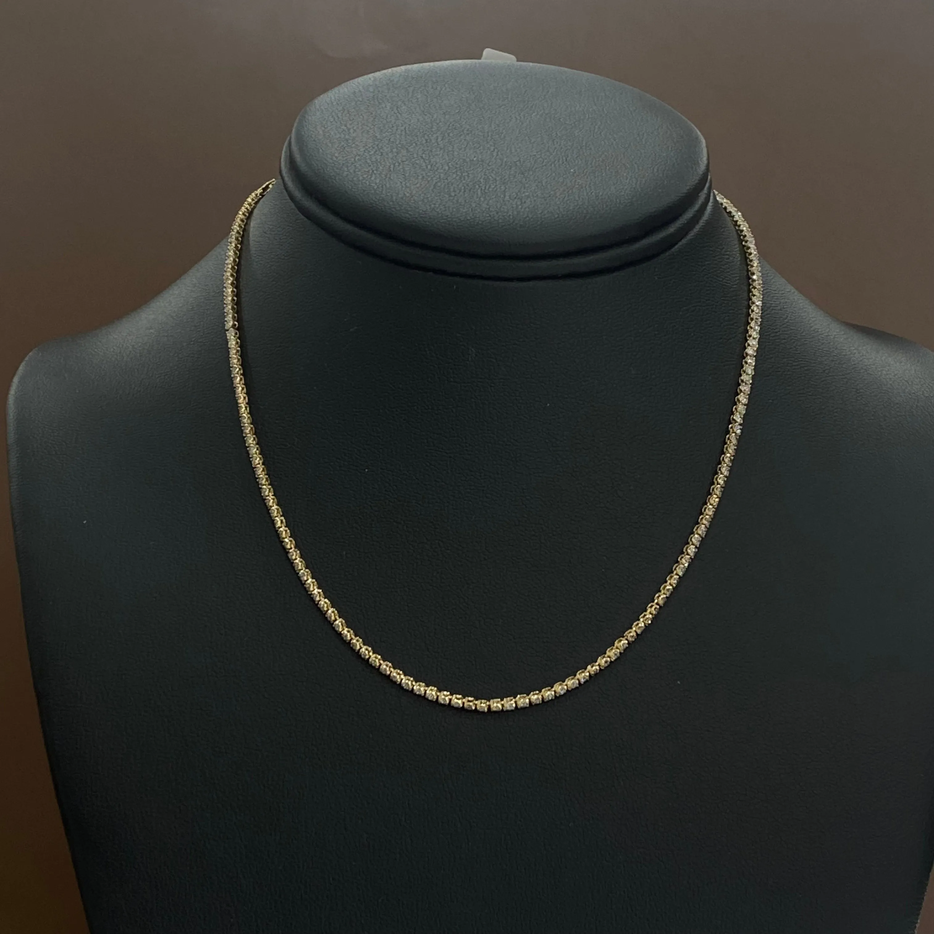 14K Yellow Gold Tennis Chain 3.35Ct Dia / 6.4gr / 2mm / 16in
