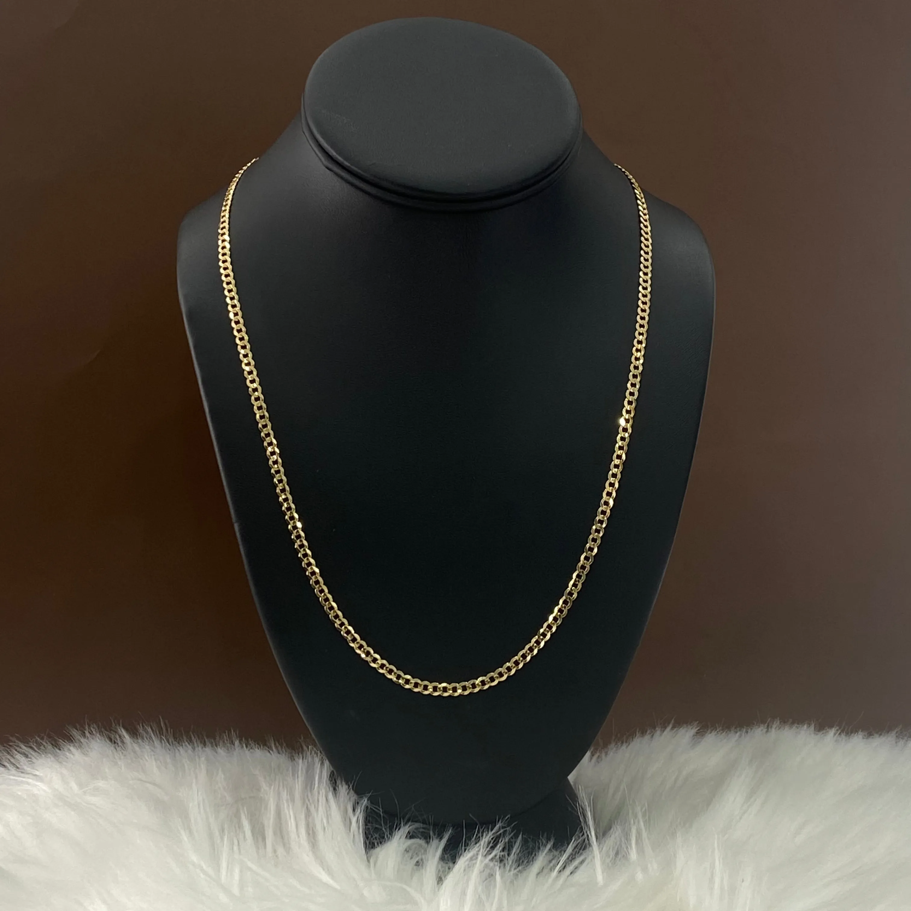 14K Yellow - White Gold American Cuban Link Chain Diamond Cut / 14gr / 4.7mm / 24in