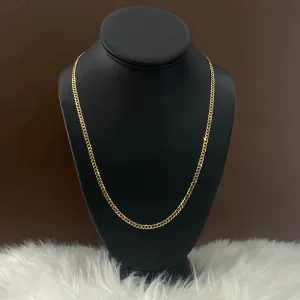 14K Yellow - White Gold American Cuban Link Chain Diamond Cut / 14gr / 4.7mm / 24in