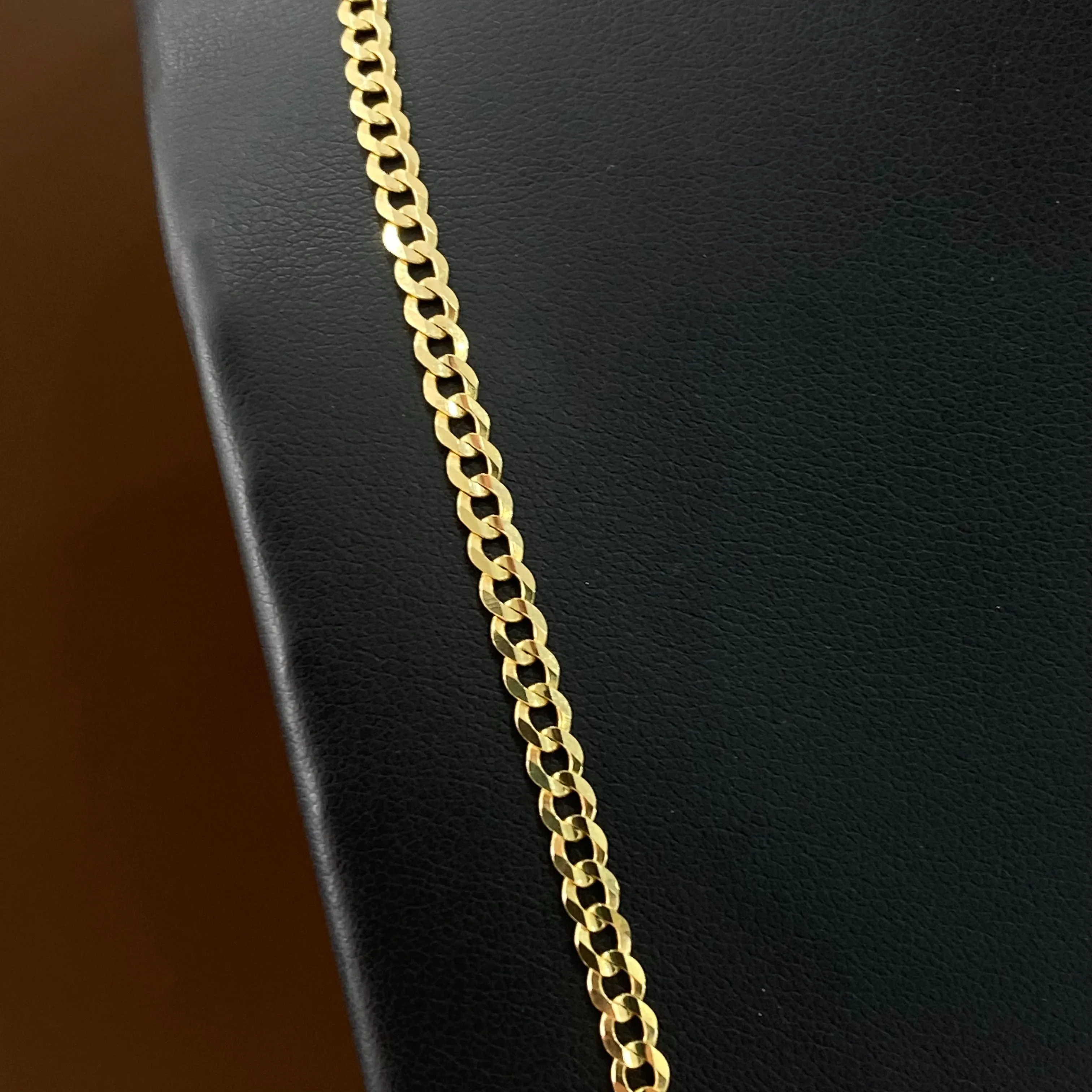 14K Yellow - White Gold American Cuban Link Chain Diamond Cut / 14gr / 4.7mm / 24in