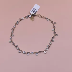 14K Yellow - White Gold Fashion Bracelet With Diamond / 2.8gr / 2.6mm / 7in