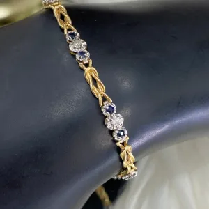 14K Yellow - White Gold Fashion Bracelet With Diamond / 4.8gr / 4.5mm / 7in