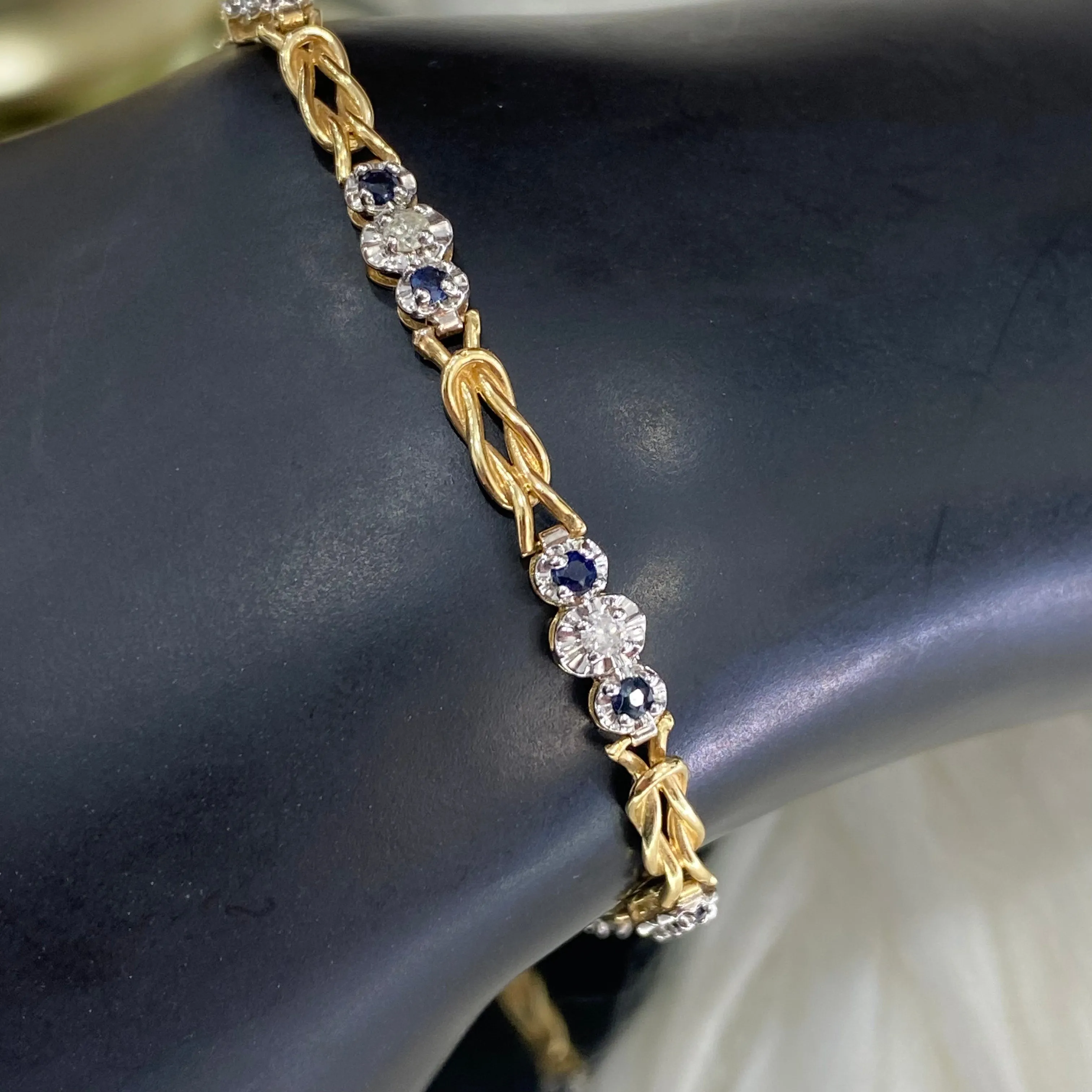 14K Yellow - White Gold Fashion Bracelet With Diamond / 4.8gr / 4.5mm / 7in